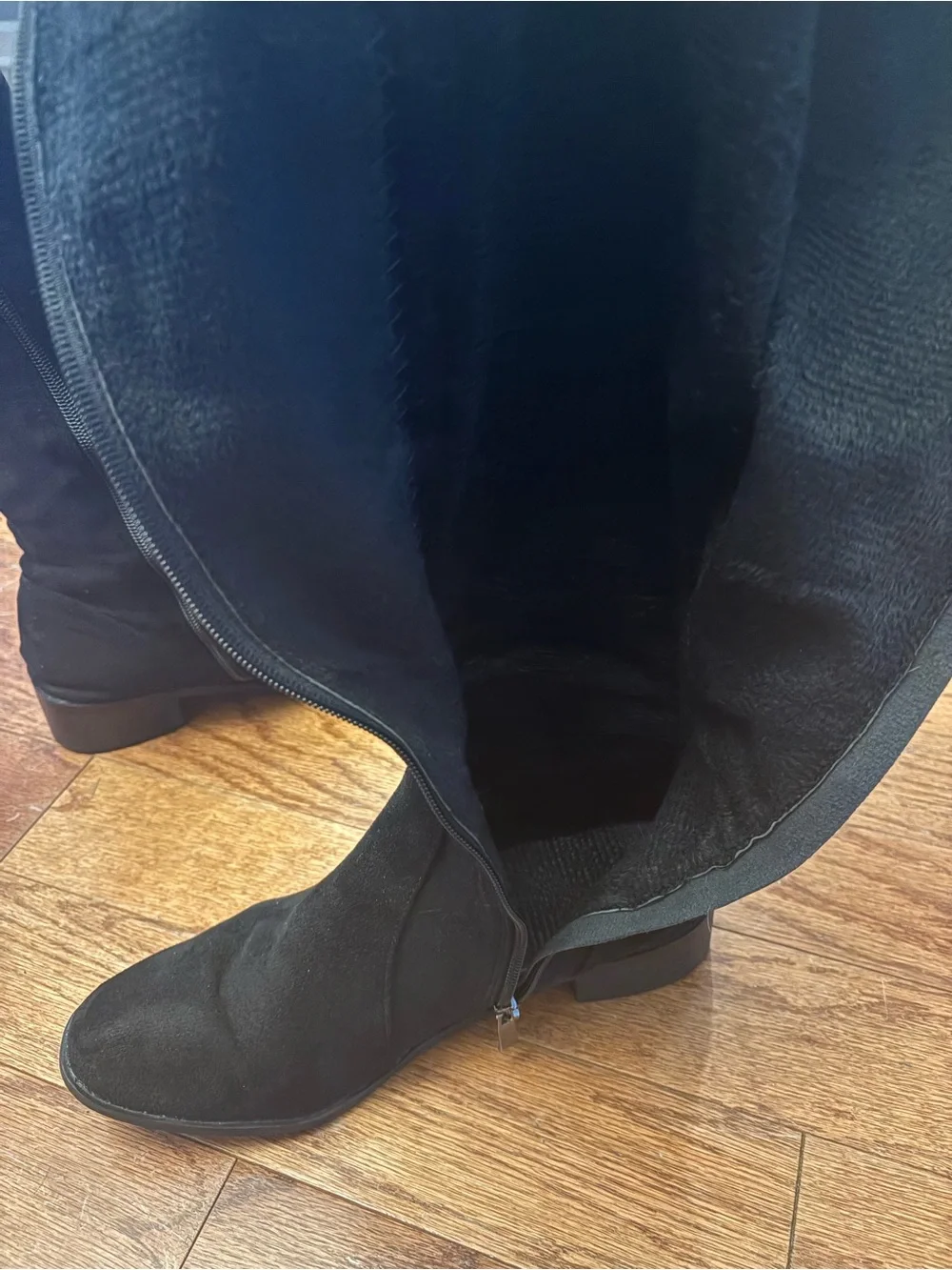 Black Over-the-Knee Suede Boots Gold Buckle Size 39 (8-8.5)